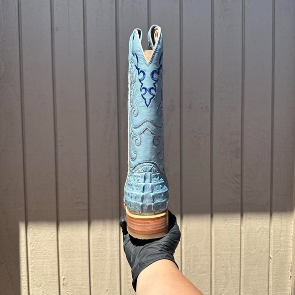 #11 Light Blue Crocodile Tail Design Western Boot - Picture 5 of 5